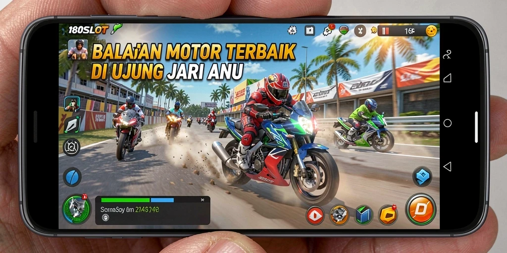 Gameplay 180SLOT yang mendebarkan dan penuh aksi balap motor.