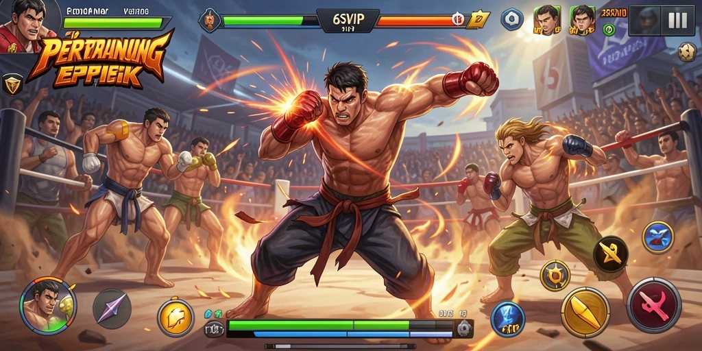 Tampilan gameplay menegangkan dari 6SVIP di arena pertarungan.