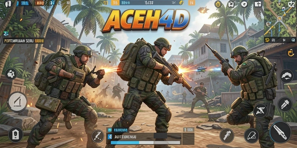 Tampilan gameplay seru di ACEH4D dengan pertempuran intens.