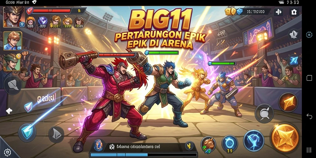 Tampilan gameplay epik di arena pertarungan BIG11.
