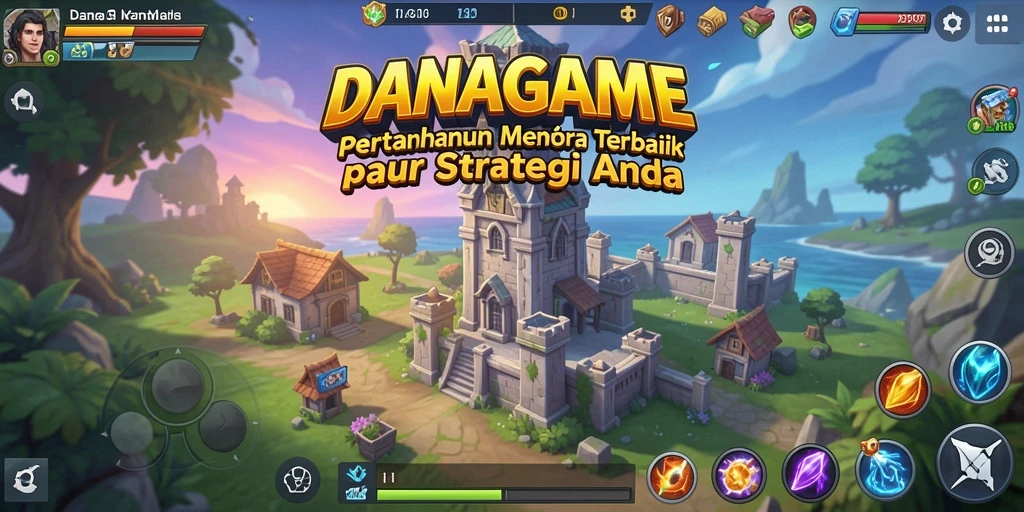 Tampilan menara dan musuh dalam gameplay Tower Defense