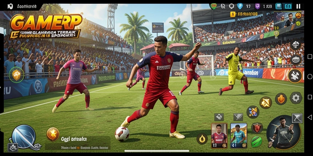 Screenshot GAMERP menampilkan pemain yang bersaing dalam pertandingan olahraga yang intens.