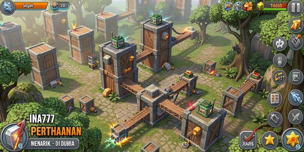 Tampilan seru permainan <strong>INA777</strong> yang penuh strategi Tower Defense.