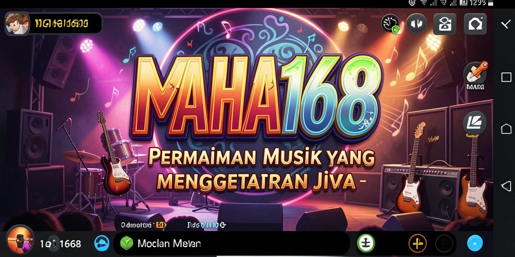 Screenshot gameplay MAHA168 menampilkan interaksi pengguna dengan permainan musik.