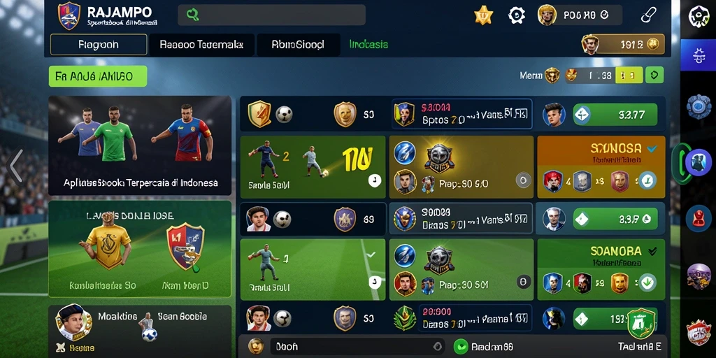 Screenshot utama RAJAMPO menunjukkan antarmuka taruhan olahraga yang menarik.