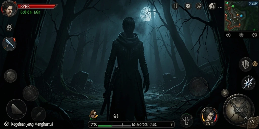 Screenshot gameplay dari RPRR menampilkan suasana mencekam dan ketegangan tinggi.