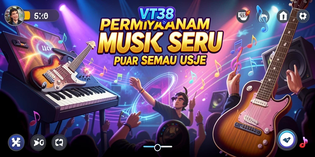 Screenshot gameplay VT38 menampilkan pengalaman bermain musik yang interaktif.